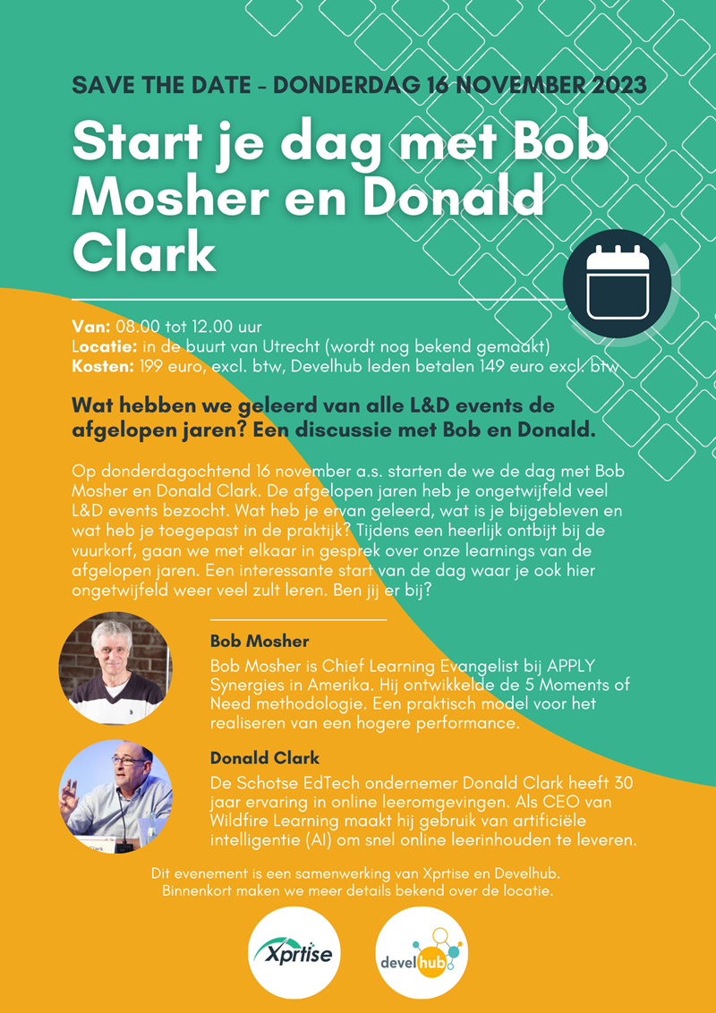 Start je dag met Bob Mosher en Donald Clark - omgeving Utrecht